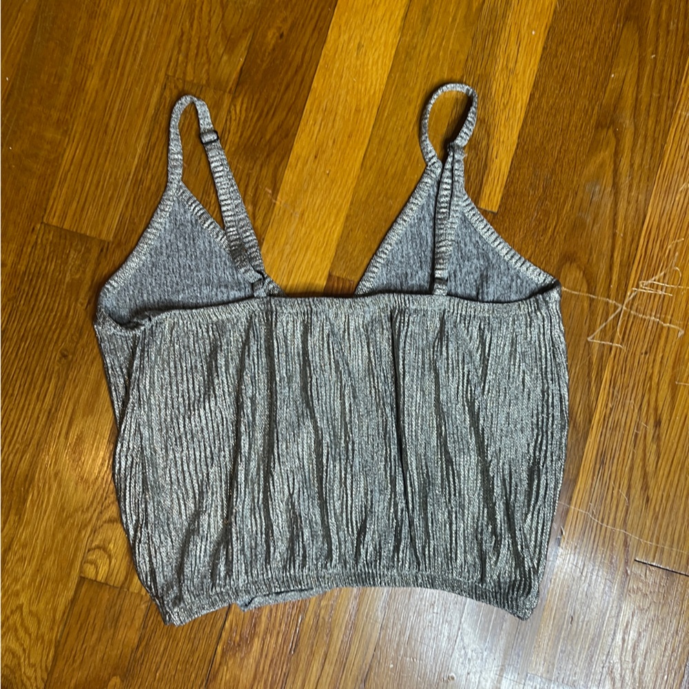 Charlotte Russe Sparkly Silver Spaghetti Stop Tank Crop Top Size XS - Picture 2 of 3